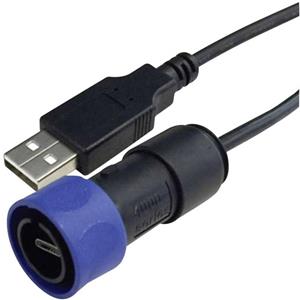 Bulgin USB-kabel USB 2.0 USB-A stekker, USB-micro-B stekker 3.00 m Zwart, Blauw PXP4040/B/3M00