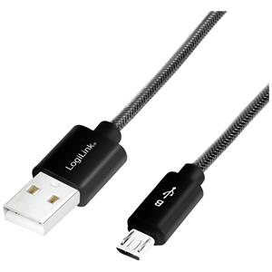 LogiLink USB-kabel USB 2.0 USB-A stekker, USB-micro-B stekker 1.00 m Zwart CU0132