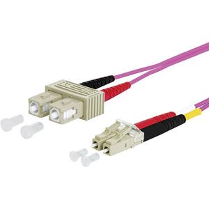Metz Connect 151S1EOJO10E. Snoerlengte: 1 m, Type glasvezel: OM4, Aansluiting 1: 2x SC, Aansluiting 2: 2x LC, Kern diameter: 50 µm