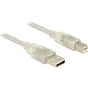 Delock USB-kabel USB 2.0 USB-A stekker, USB-B stekker 2.00 m Transparant Met Ferrietkern 83894