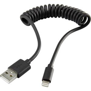 Renkforce USB-Kabel USB 2.0 USB-A Stecker, Apple Lightning Stecker 0.95m Schwarz Spiralkabel RF-4087