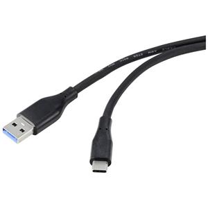 Renkforce USB-Kabel USB 3.2 Gen1 (USB 3.0 / USB 3.1 Gen1) USB-C™ Stecker 1.50m Schwarz PVC-Mantel