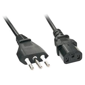 LINDY Strom Anschlusskabel [1x Italien-Stecker - 1x Kaltgeräte-Buchse C13] 3m Schwarz