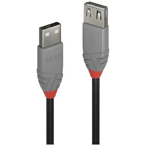 LINDY USB-Kabel USB 2.0 USB-A Stecker, USB-A Buchse 0.2m Schwarz, Grau 36700