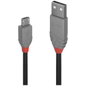 LINDY USB-kabel USB 2.0 USB-A stekker, USB-micro-B stekker 3 m Zwart, Grijs 36734