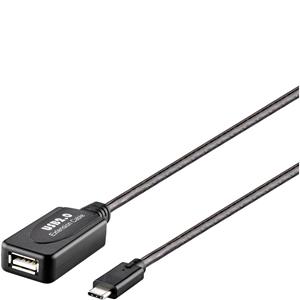 Renkforce USB-kabel USB 2.0 USB-C stekker, USB-A bus 10.00 m Zwart Vergulde steekcontacten RF-5067256