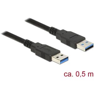 Delock USB-kabel USB 3.2 Gen1 (USB 3.0 / USB 3.1 Gen1) USB-A stekker, USB-A stekker 50.00 cm Zwart Vergulde steekcontacten 85059