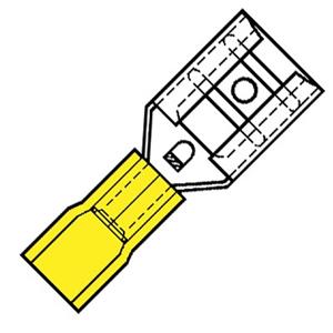 Klemko Geïsoleerde Vlakstekerhuls geel6,3x0,8mm voor draad 4,0-6,0 mm2 100 stuks 101000 