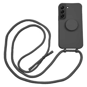 Hoyde Høyde - Samsung Galaxy S22 - Telefoonhoes met koord + Socket houder - Zwart