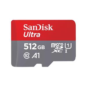 SanDisk microSDXC Ultra 512GB (A1/UHS-I/Cl.10/150MB/s) + Adapter Mobile microSDXC-kaart 512 GB A1 Application Performance Class, UHS-Class 1