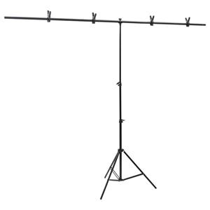 vidaxl Achtergrondstandaard T-vormig 201x60x(70-200) cm zwart