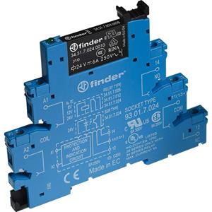 Finder 38.51.7.024.4050 Relaisbaustein Nennspannung: 24 V/DC Schaltstrom (max.): 6A 1 Wechsler Tray