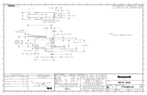 honeywellsps Honeywell SPS V7-1C28E9-022 Schnappschalter Single