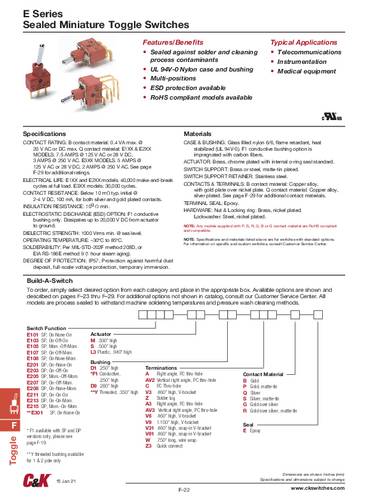 c&kswitches C & K Switches E301SD1CBE Kippschalter 20 V/AC, 20 V/DC 0.4A 3 x Ein/Ein IP57 1 St. Bulk