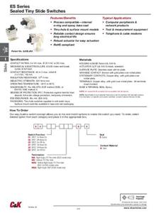 C & K Switches Schuifschakelaar 20 V 1x aan/uit IP57 1 stuk(s) Tray
