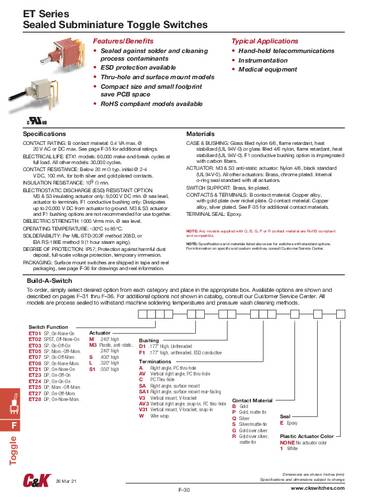 c&kswitches C & K Switches ET01LD1CBE Kippschalter 20 V/AC, 20 V/DC 0.4A 1 x Ein/Ein IP57 Bulk