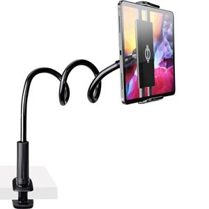 LuxeBass Zwanenhals Tablethouder en Telefoonhouder met Klemsysteem voor Bureau Tafel en Meubels - LB537