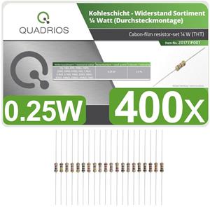 Quadrios 201711P001 Koolfilmweerstand assortiment Axiaal bedraad 0.25 W 5 % 400 stuk(s)