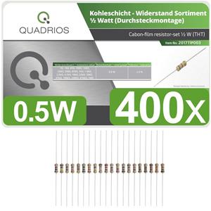 Quadrios 201711P003 Koolfilmweerstand assortiment Axiaal bedraad 0.5 W 5 % 400 stuk(s)