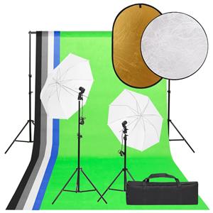 vidaXL Fotostudioset met verlichtingsset, achtergrond en reflector