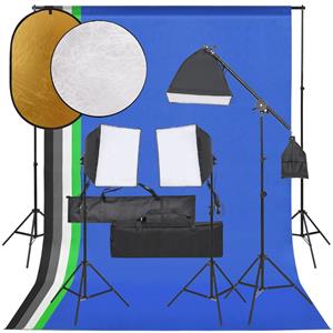 vidaXL Fotostudioset met verlichtingsset, achtergrond en reflector