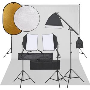 vidaXL Fotostudioset met verlichtingsset, achtergrond en reflector