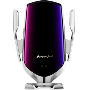 LuxeBass R2 Auto Telefoonhouder met Draadloze Qi lader - Zilver