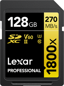 Lexar SDXC Professional 128GB 1800X UHS-II V60 Gold