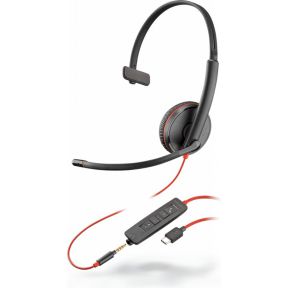 Plantronics Poly Headset Blackwire C3215 monaural USB-C & 3,5 mm