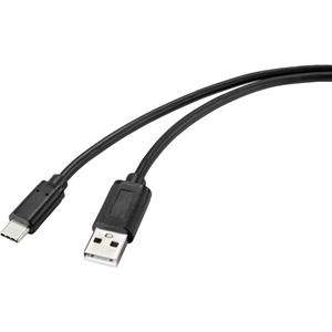 Renkforce USB-Kabel USB 2.0 USB-C™ Stecker, USB-A Stecker 2.00m Schwarz mit antimikrobieller Oberf