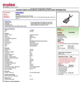 Molex 190080002 Platte stekker (female) Insteekbreedte: 4.75 mm Insteekdikte: 0.81 mm 1 stuk(s) Bulk