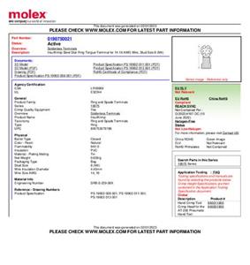 Molex 190750021 Ringkabelschoen Gat diameter: 4 mm 1 stuk(s) Bulk