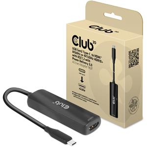 CLUB3D USB Gen2 Type-C to HDMI© 8K60Hz or 4K120Hz HDR10+ with DSC1.2 with Power Delivery 3.0 Activ