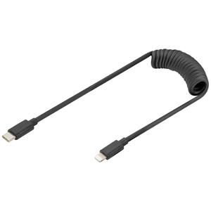 DIGITUS USB 2.0 Spiralkabel, USB-C - Lightning Stecker, 1 m