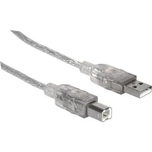 Manhattan USB-kabel USB 2.0 USB-A stekker, USB-B stekker 1.80 m Zilver 333405