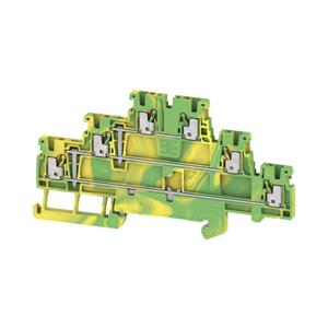 Weidmüller Randaarde-serieklem, 1,5 mmm/m, 500 V, aantal aansluitingen: 6, aantal etages: 3, groen/geel, oranje  A3T 1.5 PE 2818000000 50 stuk(s)