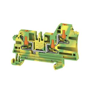 Weidmüller Randaarde-serieklem USH IN, 2,5 mmm/m, 800 V, aantal aansluitingen: 3, aantal etages: 1, groen/geel, oranje  AL3C 2.5 PE 2847600000 50 stuk(s)