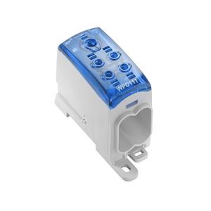 Weidmüller Potentiaalverdeelklem, schroefaansluiting, 95, 1000 V, 232 A, Aantal aansluitingen: 5-getal: 1, TS 35, montageplaat, blauw  WPD 111 1X95/4X35 BL