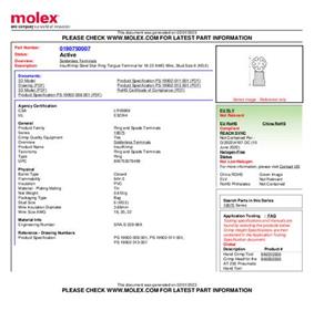 Molex 190730079 Ringkabelschoen Gat diameter: 8 mm 1 stuk(s) Bulk