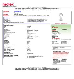 Molex 190690192 Ringkabelschoen Gat diameter: 12 mm 1 stuk(s) Bulk