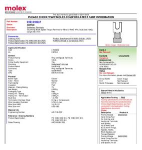 Molex 191310047 Gabelkabelschuh Loch-Ø=2mm Bulk