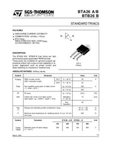 STMicroelectronics BTA26-600B Thyristor (SCR) - TRIAC TOP-3 25A 600V