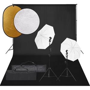 vidaXL Fotostudioset met verlichtingsset, achtergrond en reflector