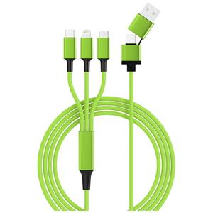 Smrter USB-laadkabel USB 2.0 Apple Lightning stekker, USB-A stekker, USB-C stekker, USB-micro-B stekker 1.2 m Groen Met OTG-functie, Stoffen mantel