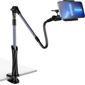 LuxeBass Zwanenhals Telefoonhouder met Klemsysteem voor Bureau Tafel en Meubels - LB585