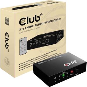 Club 3D 3 - 1 HDMI Switch 8K 60Hz / 4K 120Hz HDMI switch