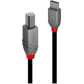 LINDY USB-kabel USB 2.0 USB-C stekker, USB-B stekker 0.5 m Zwart 36940