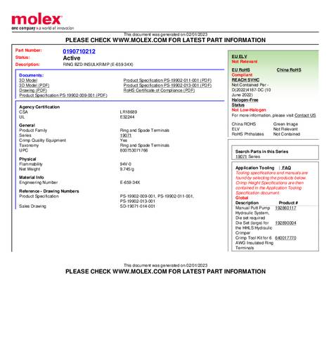 Molex 190710212 Ringkabelschuh