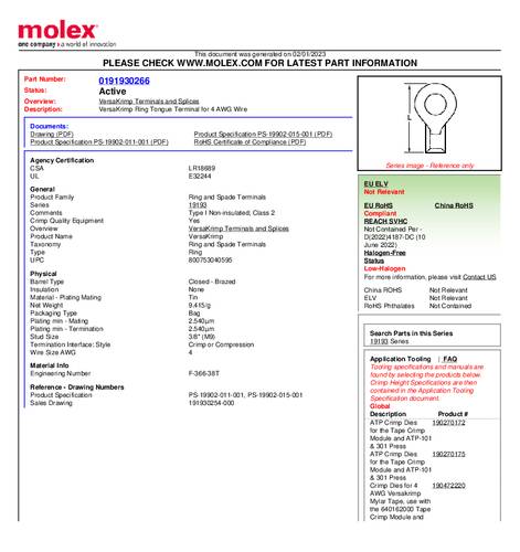 Molex 191930266 Ringkabelschuh Tape