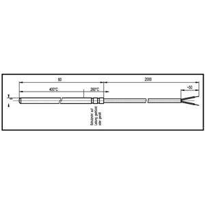 Enda Thermokoppel K1-TC-J-6x60-2M-600°C Sensortype J Meetbereik temperatuur-50 tot 600 °C Kabellengte 2 m Sensor-Ø 6 mm